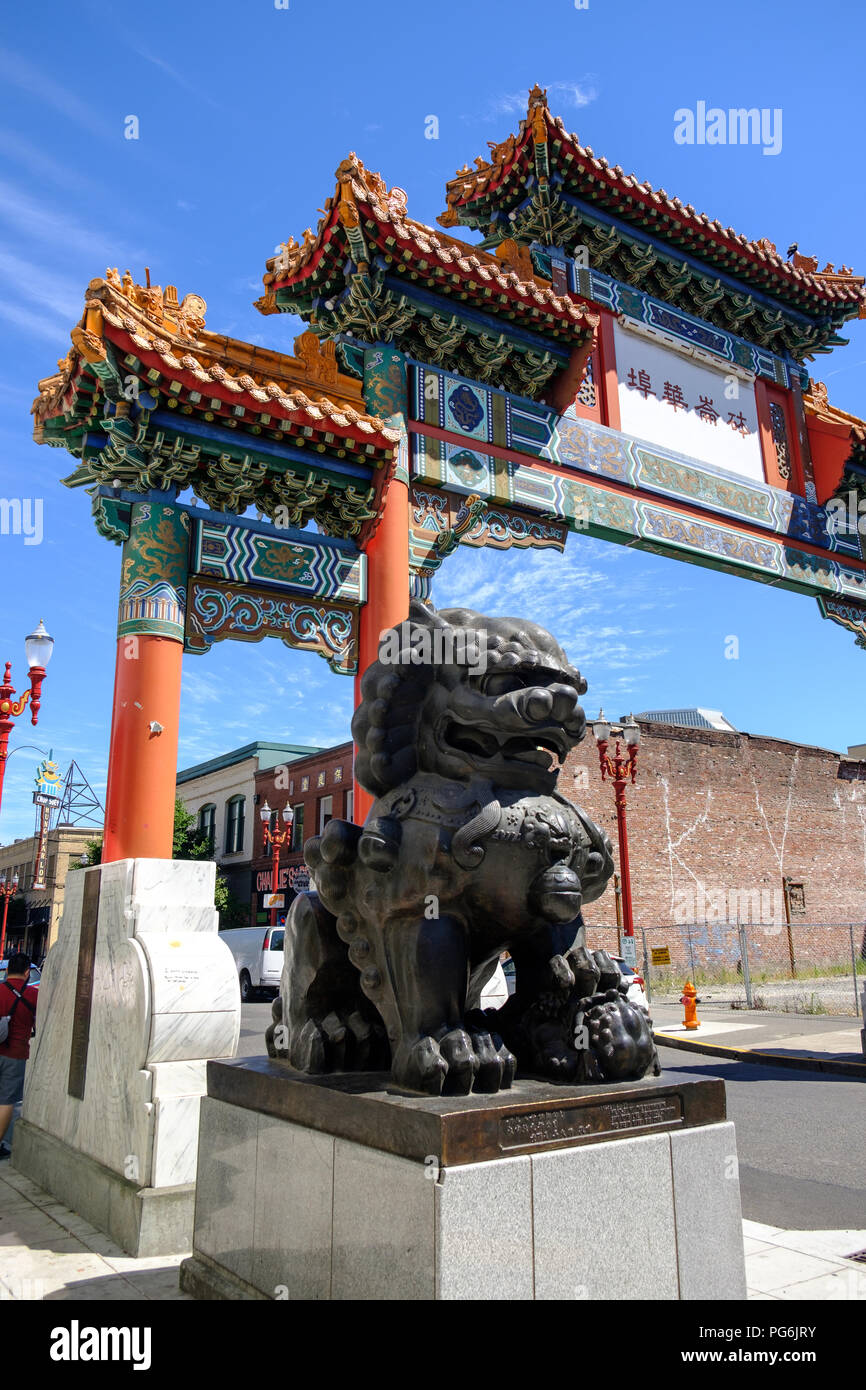 Pagoda in Chinatown, Portland, Oregon, Stati Uniti d'America Foto Stock