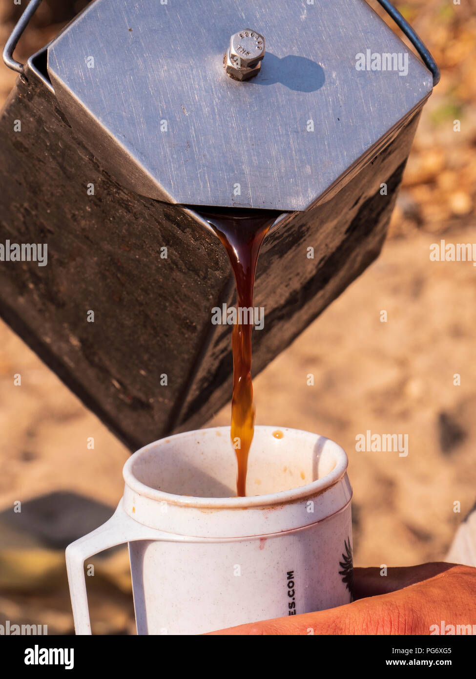 Caffè del mattino, gamma Creek campeggio, Grigio canyon a nord del fiume Verde, Utah. Foto Stock