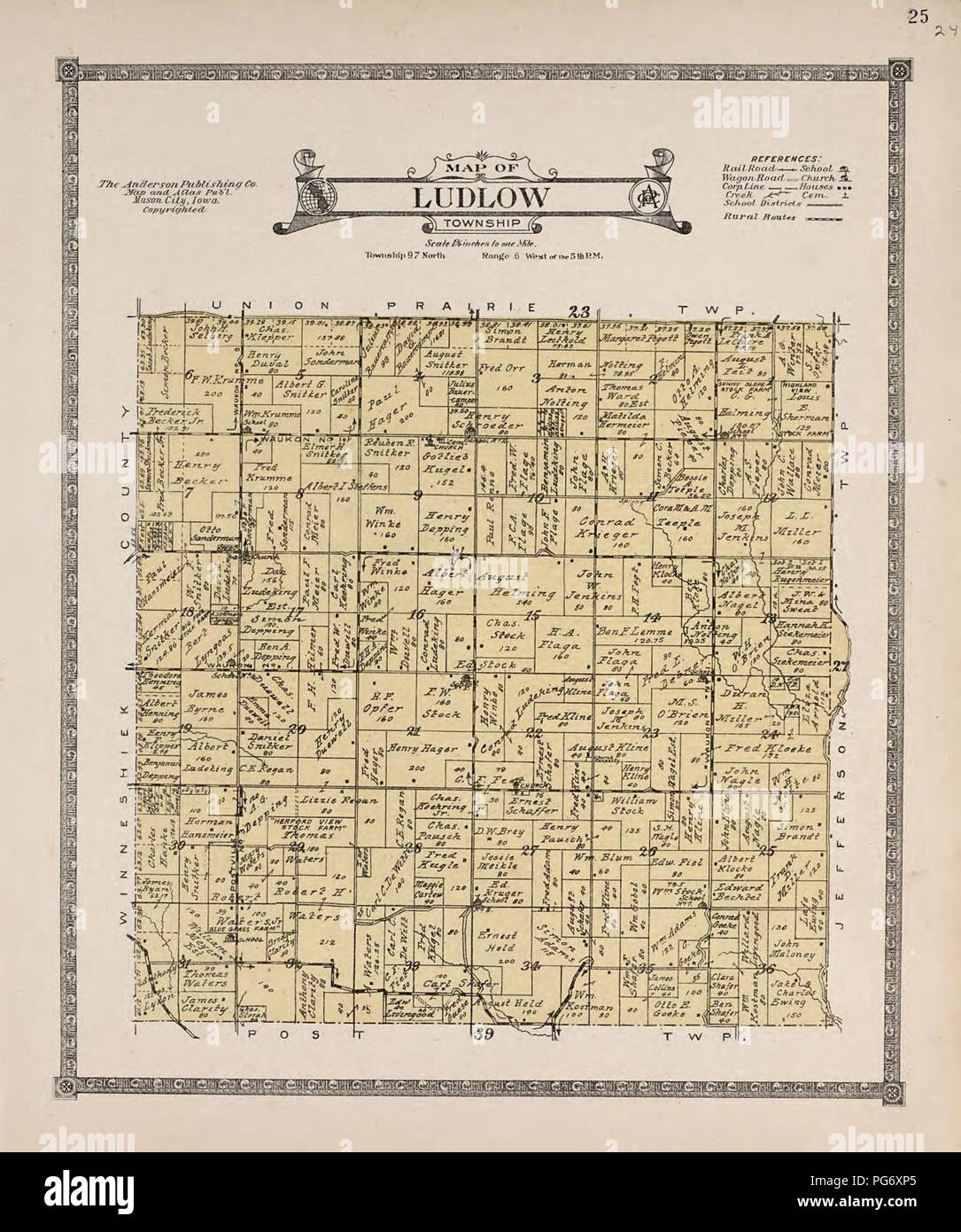 Atlas di Allamakee County, Iowa - contenente le mappe di township della contea, mappe di stato, gli Stati Uniti e il mondo gli agricoltori directory, analisi del sistema degli Stati Uniti per le indagini di terra. Foto Stock