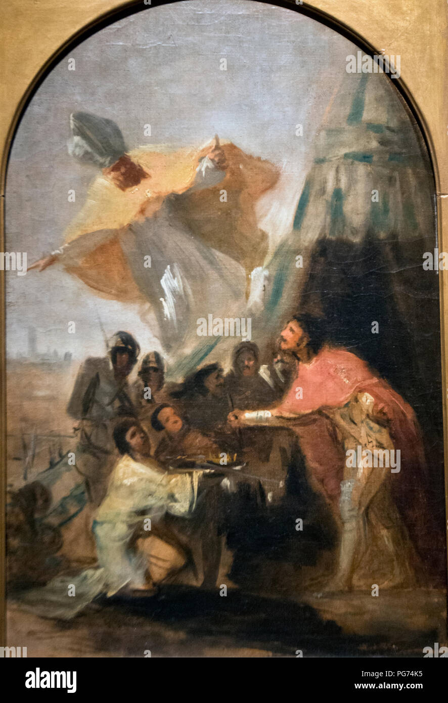 Francisco de Goya y Lucientes - Aparicion de San Isidoro al Rey Fernando III El Santo ante los muros de Sevilla Foto Stock