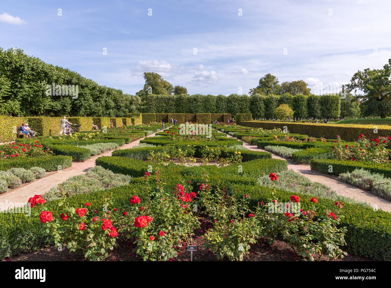 Il Giardino delle Rose, il Castello di Rosenborg giardini, Copenhagen, Danimarca Foto Stock