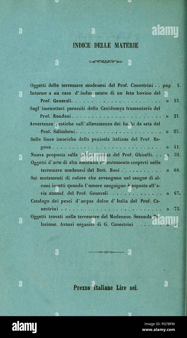 Atti della Società dei naturalisti e matematici di Modena Foto Stock