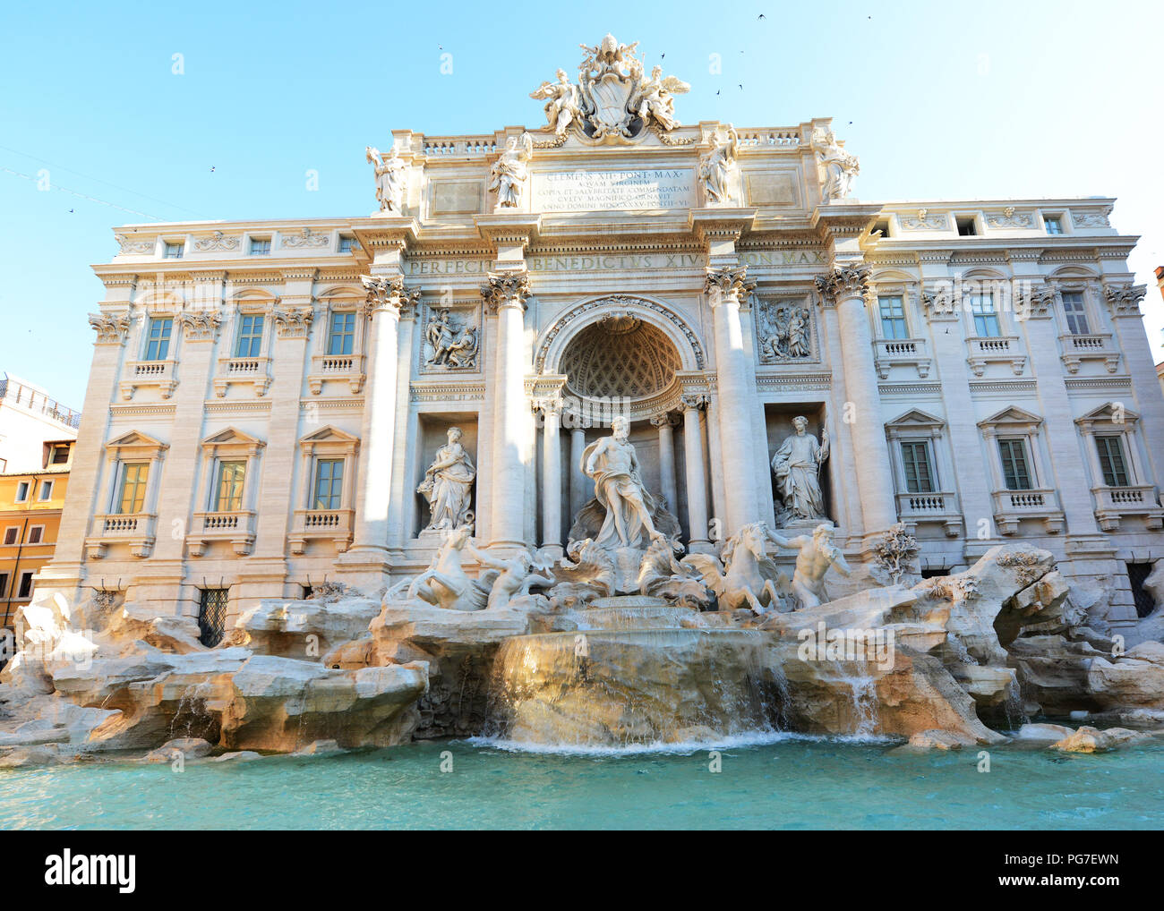 La bellissima fontana di Trevi a Roma, Italia. Foto Stock