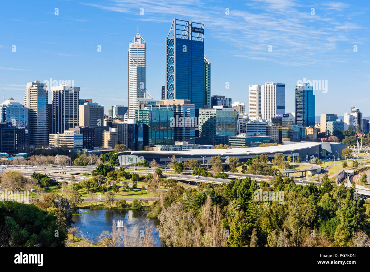 Paesaggio urbano skyline della città di Perth, Western Australia, Australia Foto Stock