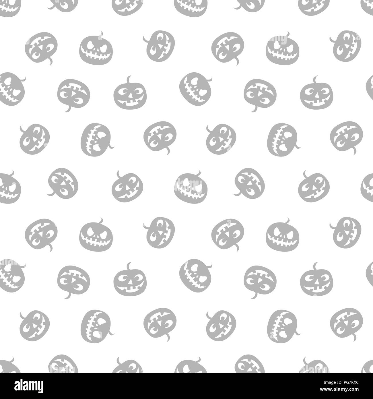 Modello grigio di haloween zucche. In bianco e nero. Illustrazione Vettoriale. Illustrazione Vettoriale