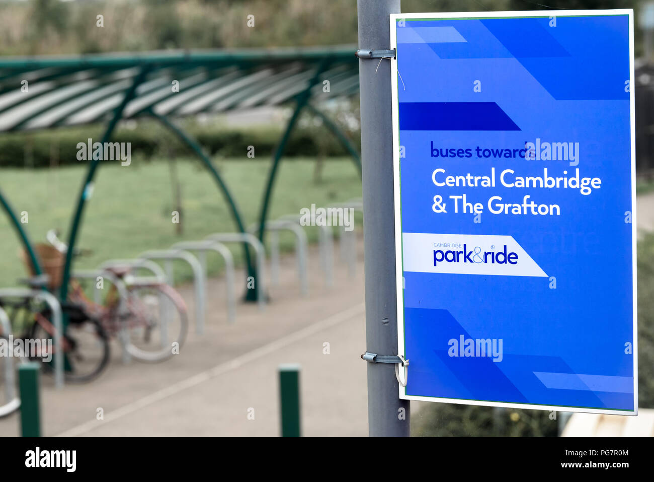 Il park and ride terminus a Milton, Cambridge, Inghilterra. Foto Stock