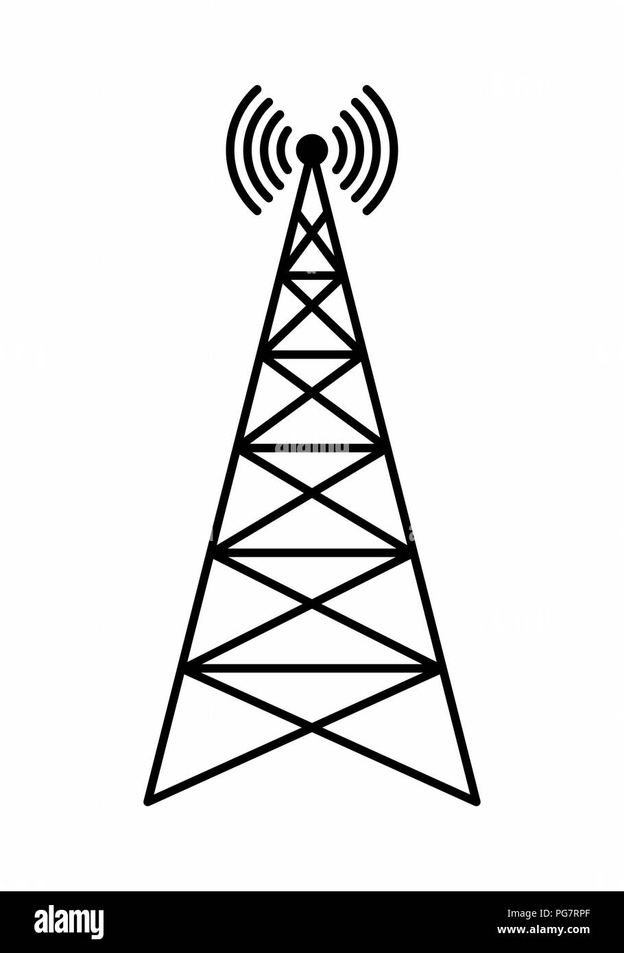 Illustrazione di una torre di comunicazione isolato su sfondo bianco Illustrazione Vettoriale