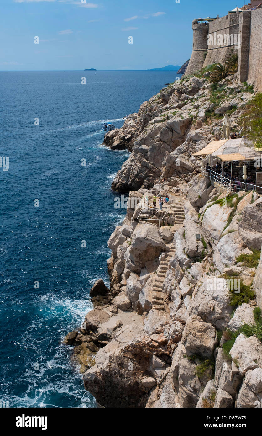 Le pareti del mare della Città Vecchia le sue fortificazioni , Dubrovnik, Croazia, Europa Foto Stock