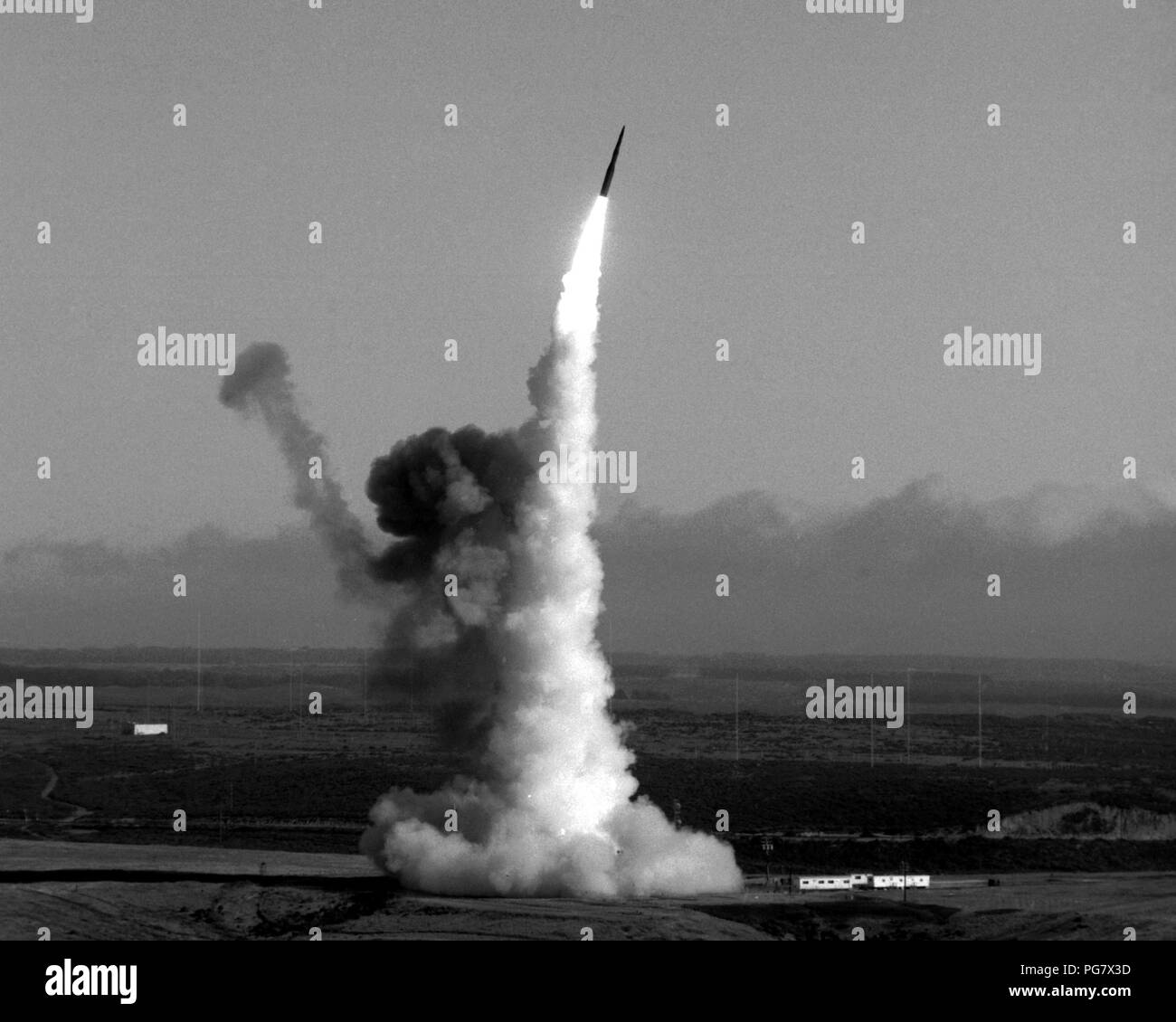 Lancio di un Minuteman III intercontinental missile balistico. Foto Stock