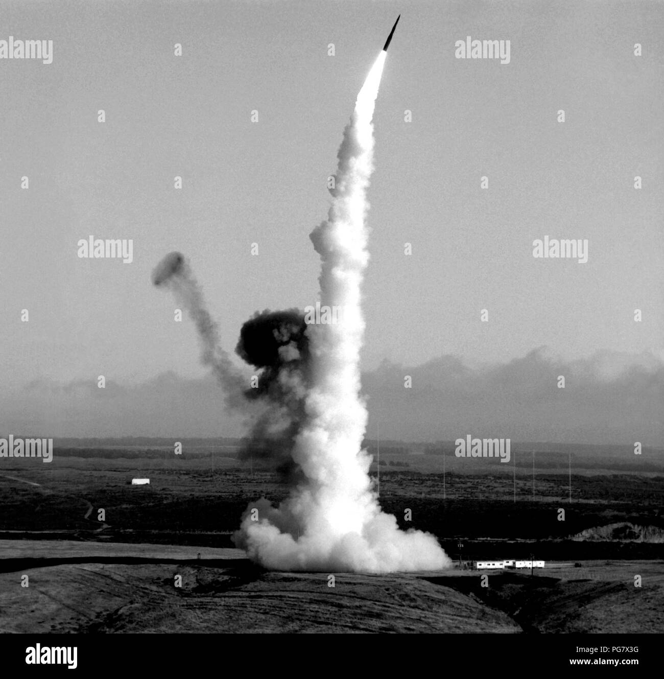 Lancio di un Minuteman III inercontinental missile balistico. Foto Stock