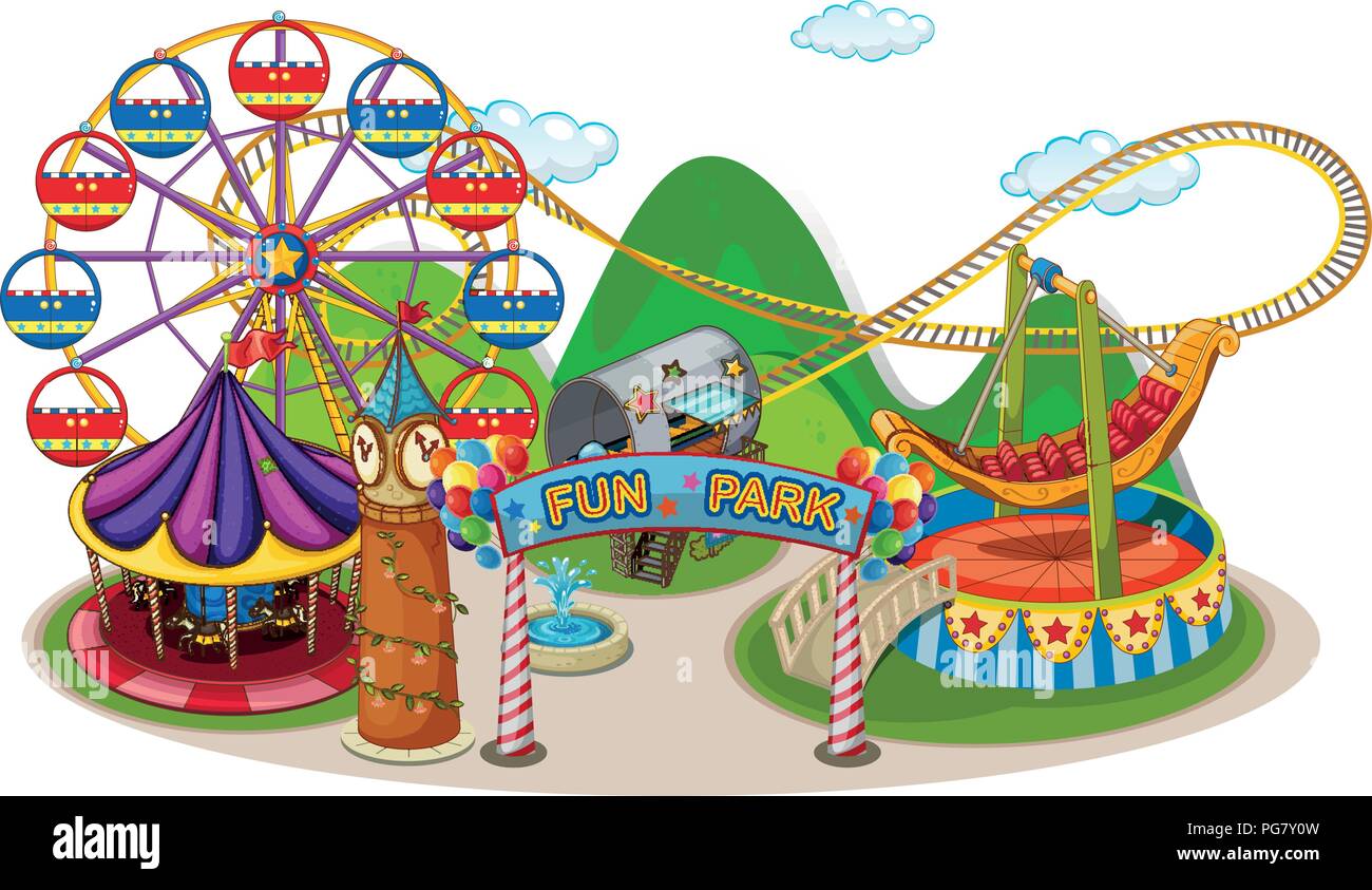 Un fun park and ride illustrazione Illustrazione Vettoriale