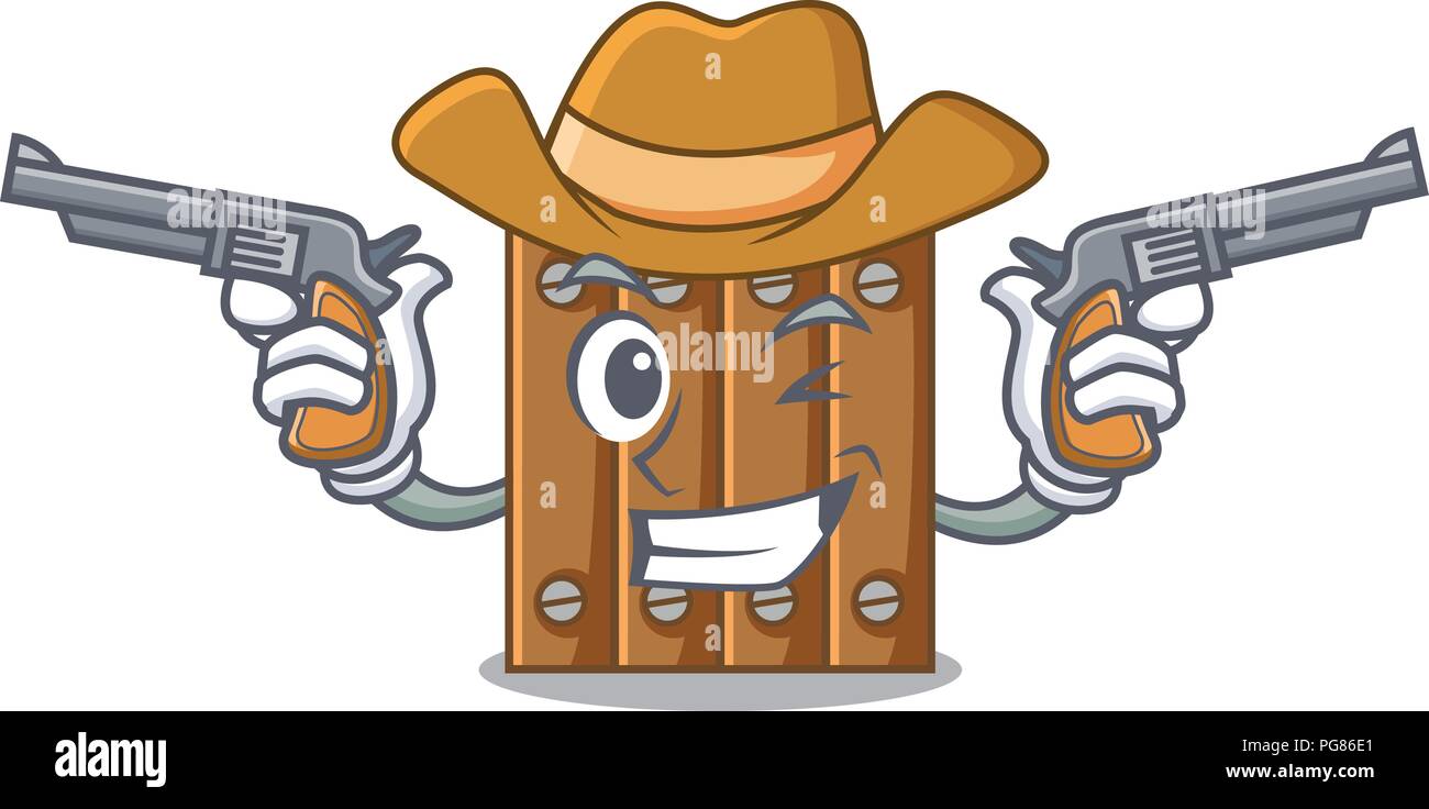 Cowboy marrone recinzione in legno isolata sul carattere Illustrazione Vettoriale