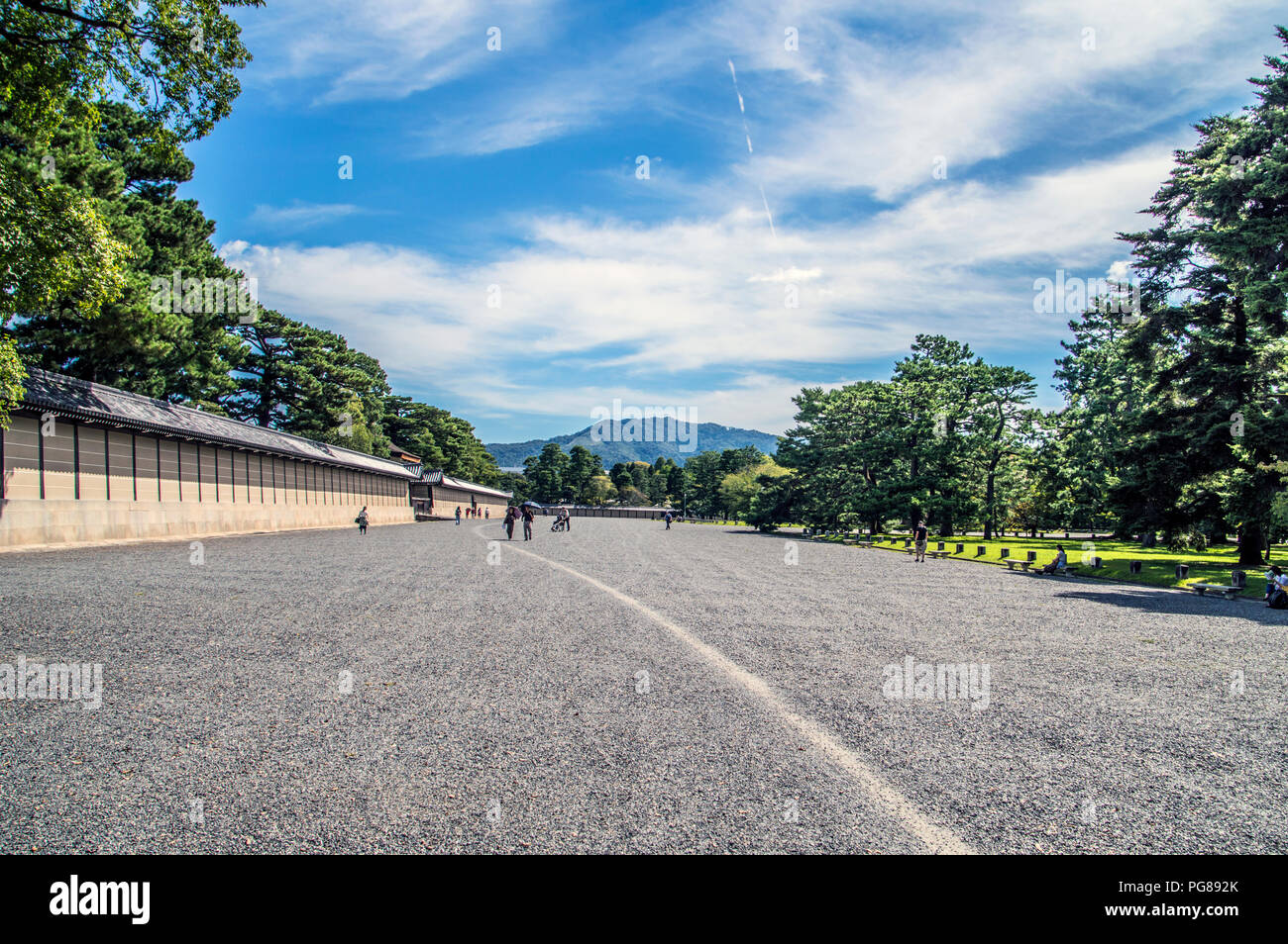 Aprire spazi al Palazzo Imperiale di Kyoto Park a Kyoto in Giappone 2018 Foto Stock