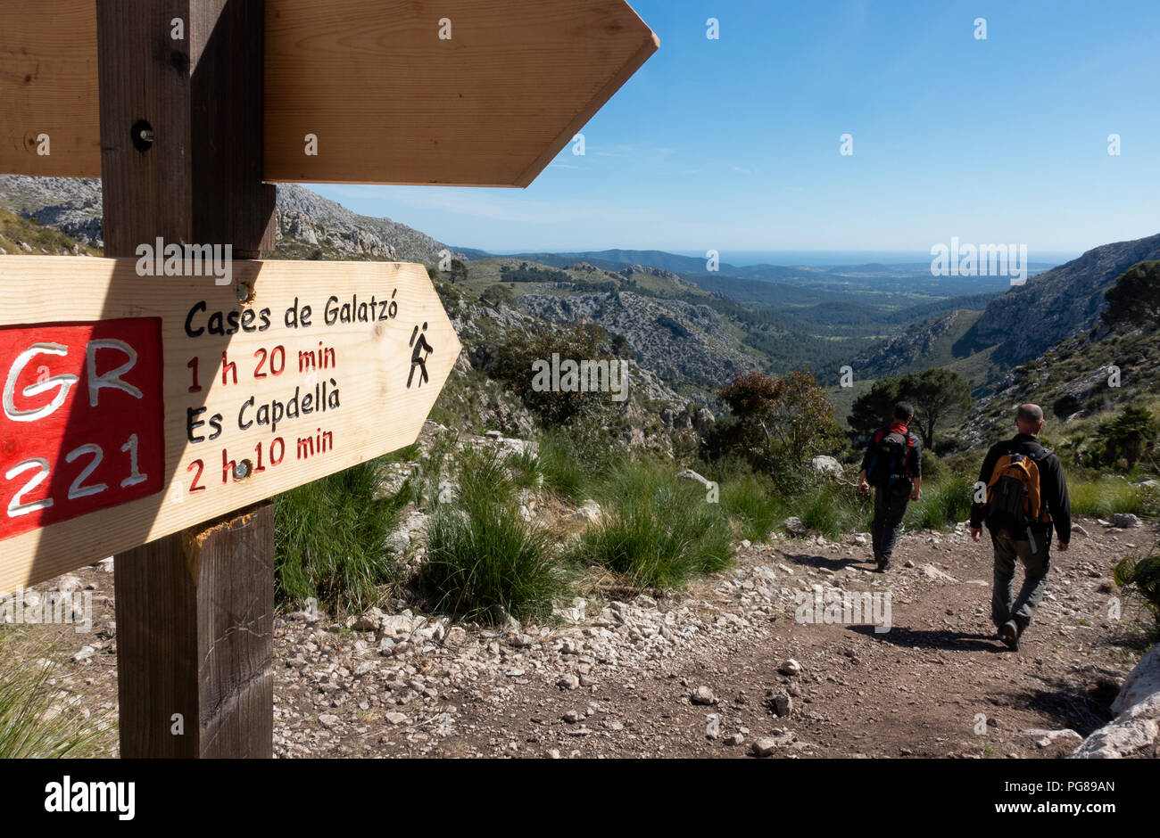 Persone trekking GR 221.Mallorca Island.Spagna Foto Stock