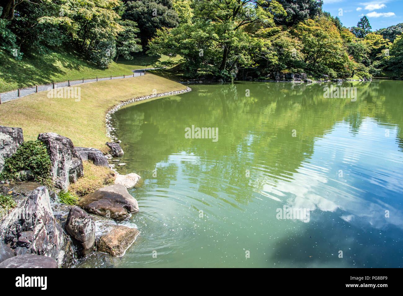 Dettaglio del Kyoto Oomiya Imperial Palace Garden a Kyoto in Giappone 2015 Foto Stock