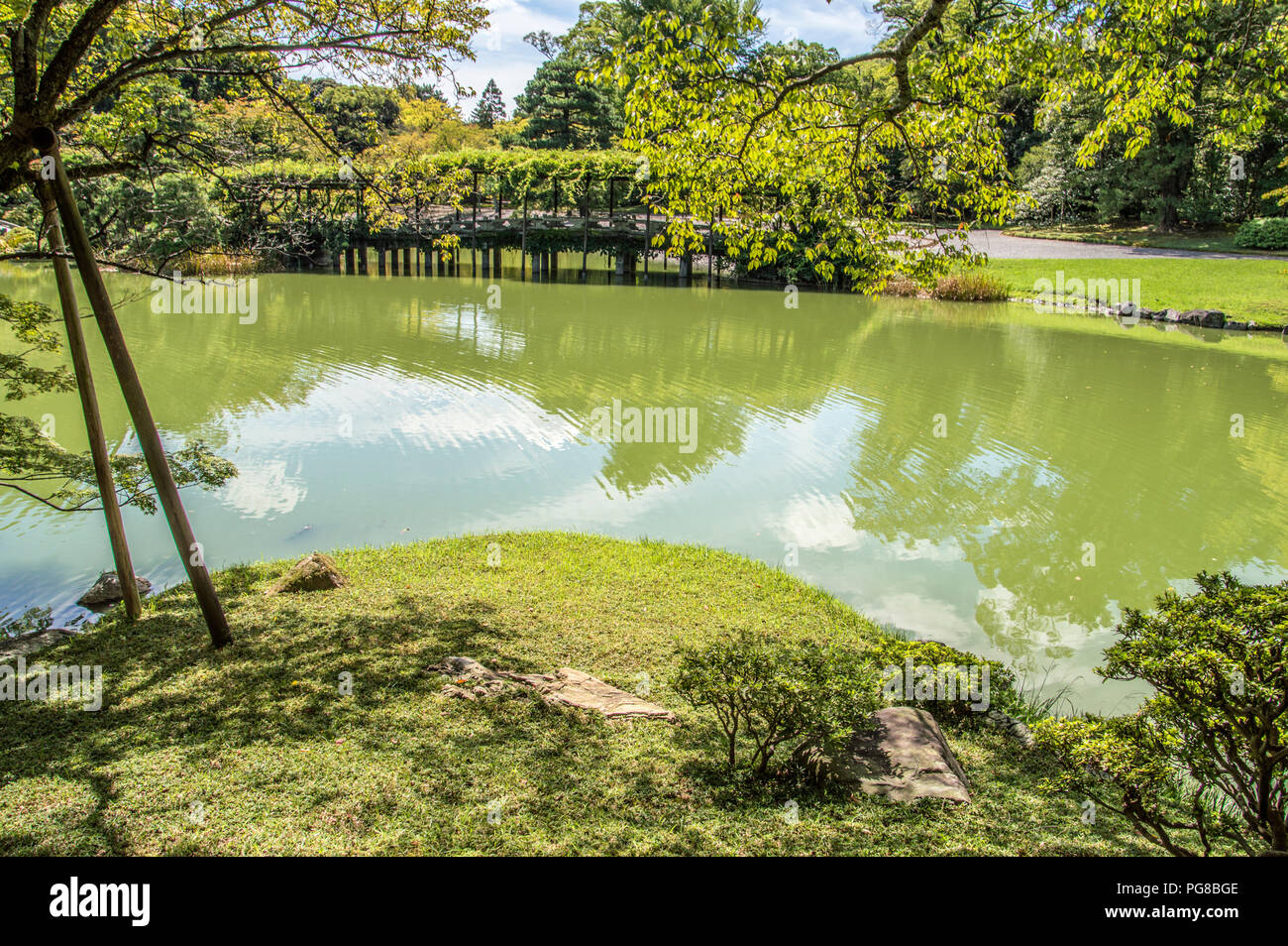 Dettaglio del Kyoto Oomiya Imperial Palace Garden a Kyoto in Giappone 2015 Foto Stock