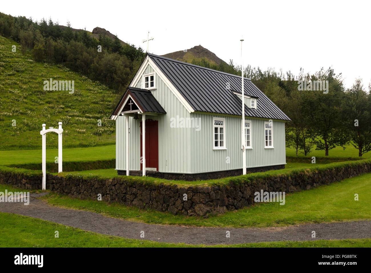 Edifici al Museo Skogar in Islanda. Essa ha un patrimonio culturale raccolta di 15.000 artefatti regionale in 6 edifici storici e musei 3. Foto Stock