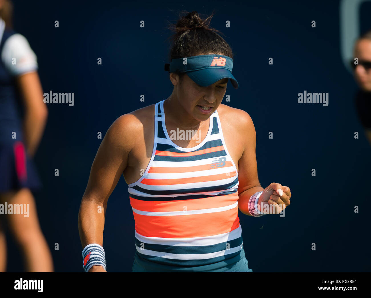 New York, Stati Uniti d'America. 24 ago 2018. Heather Watson di Gran Bretagna in azione durante la fase finale delle qualifiche del round di il 2018 US Open Grand Slam torneo di tennis. New York, Stati Uniti d'America. Al 24 agosto 2018. 24 Ago, 2018. Credit: AFP7/ZUMA filo/Alamy Live News Foto Stock