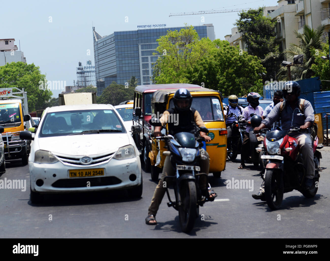 Il traffico in Chennai, India. Foto Stock