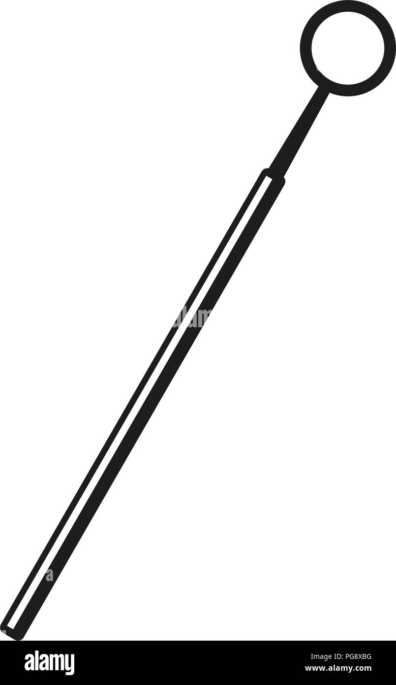 Bianco e nero specchio dentale silhouette Illustrazione Vettoriale