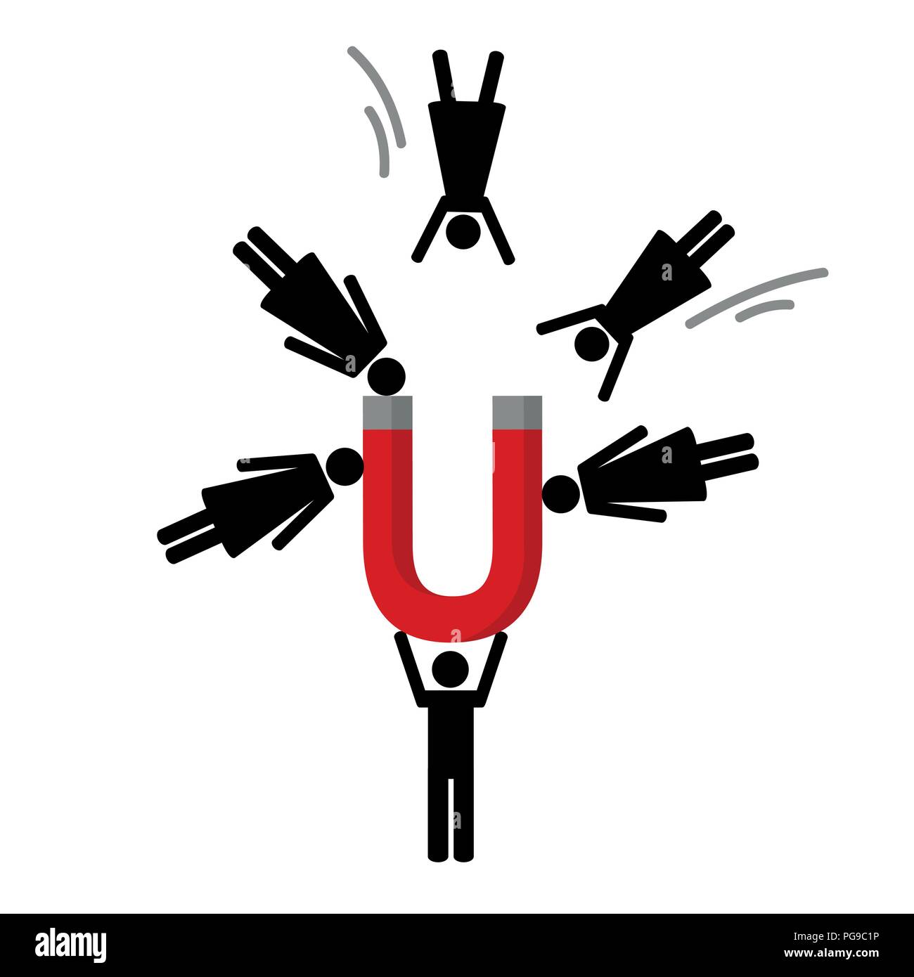 L uomo è attirare un sacco di donne con magnete illustrazione vettoriale EPS10 Illustrazione Vettoriale