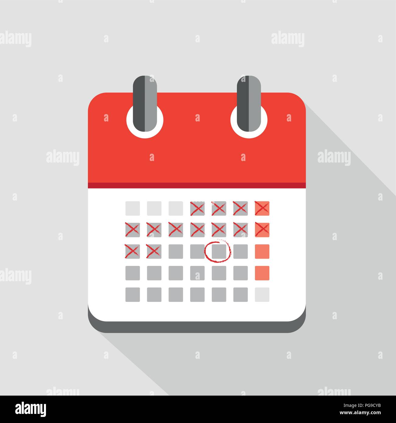 Contando i giorni in rosso sull'icona del calendario illustrazione vettoriale EPS10 Illustrazione Vettoriale