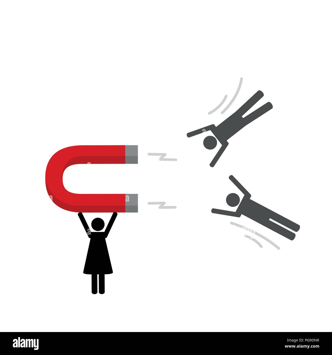 La donna sta attirando l uomo con magnete illustrazione vettoriale EPS10 Illustrazione Vettoriale