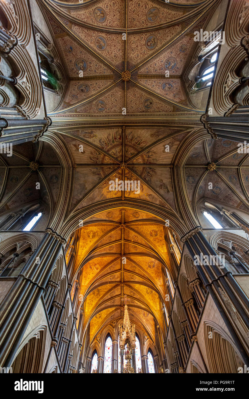 Il soffitto a volta della Cattedrale di Worcester, Inghilterra Foto Stock