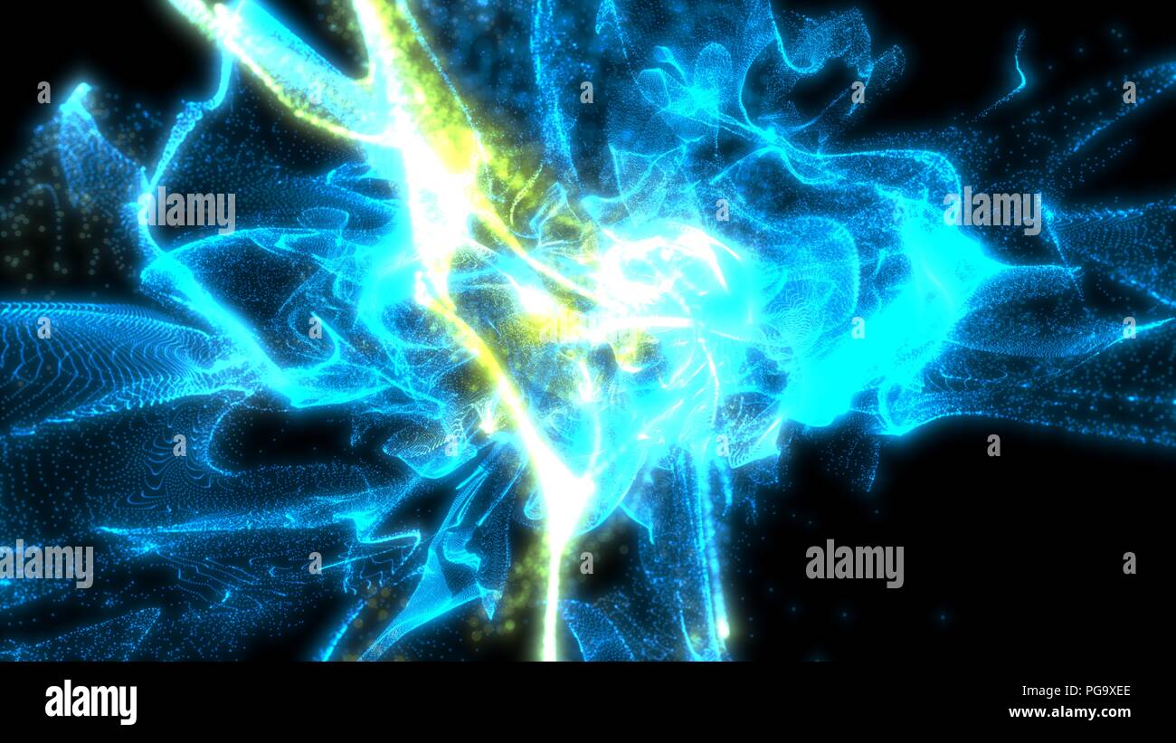 Concettuale astratto di blu quantum scape. 3d illustrazione Foto Stock