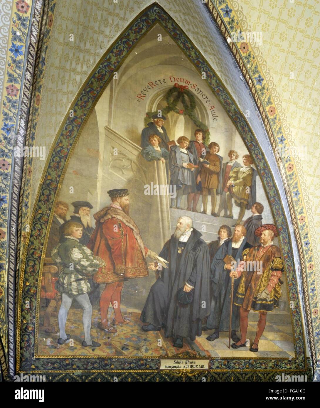 Agosto - Spieß Kurfürst Moritz eröffnet die Fürstenschule zu San Afra im Jahr 1543. Foto Stock