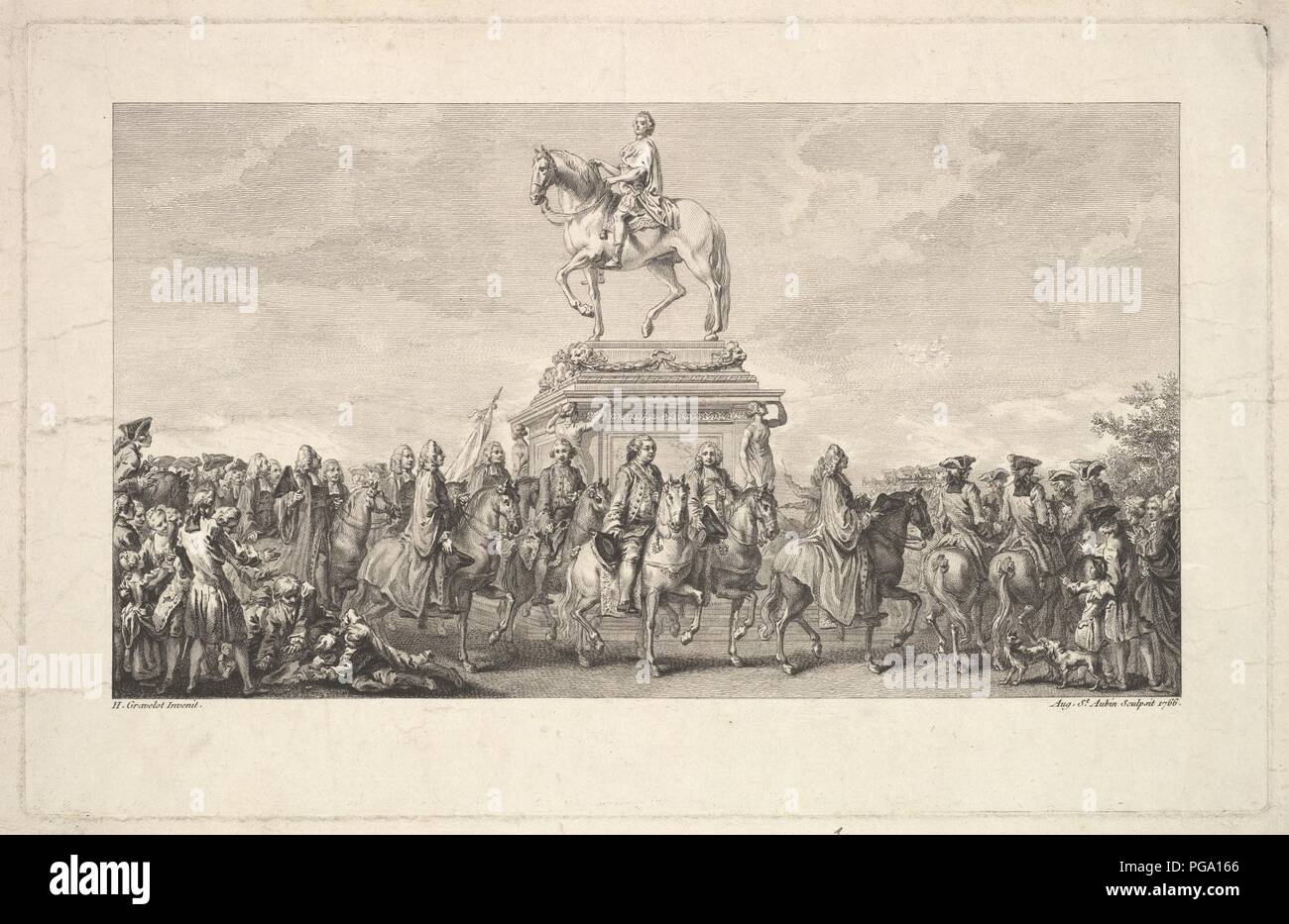 Augustin de Saint-Aubin, l inaugurazione della statua di Luigi XV, 1766. Foto Stock
