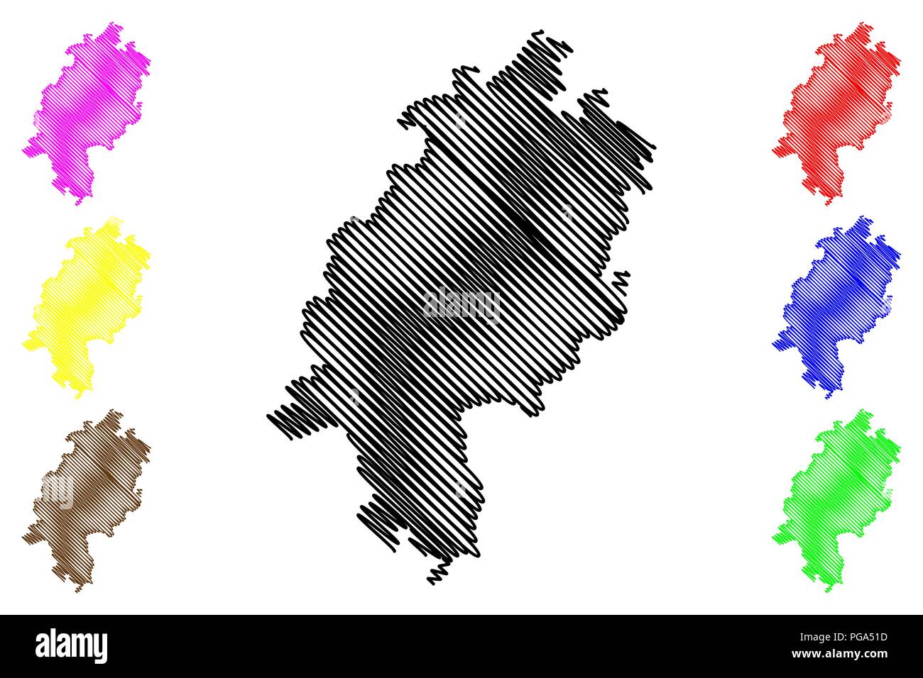 Hesse (Repubblica federale di Germania, Stato della Germania, Hessia) mappa illustrazione vettoriale, scribble schizzo Hesse mappa Illustrazione Vettoriale