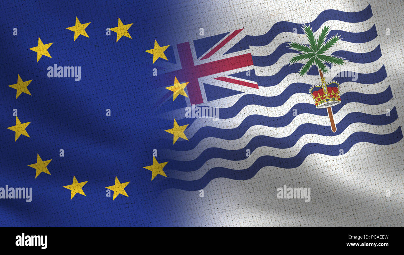 Unione Europea e Territorio Britannico dell'Oceano Indiano Flags - Due bandiere insieme - UE Foto Stock