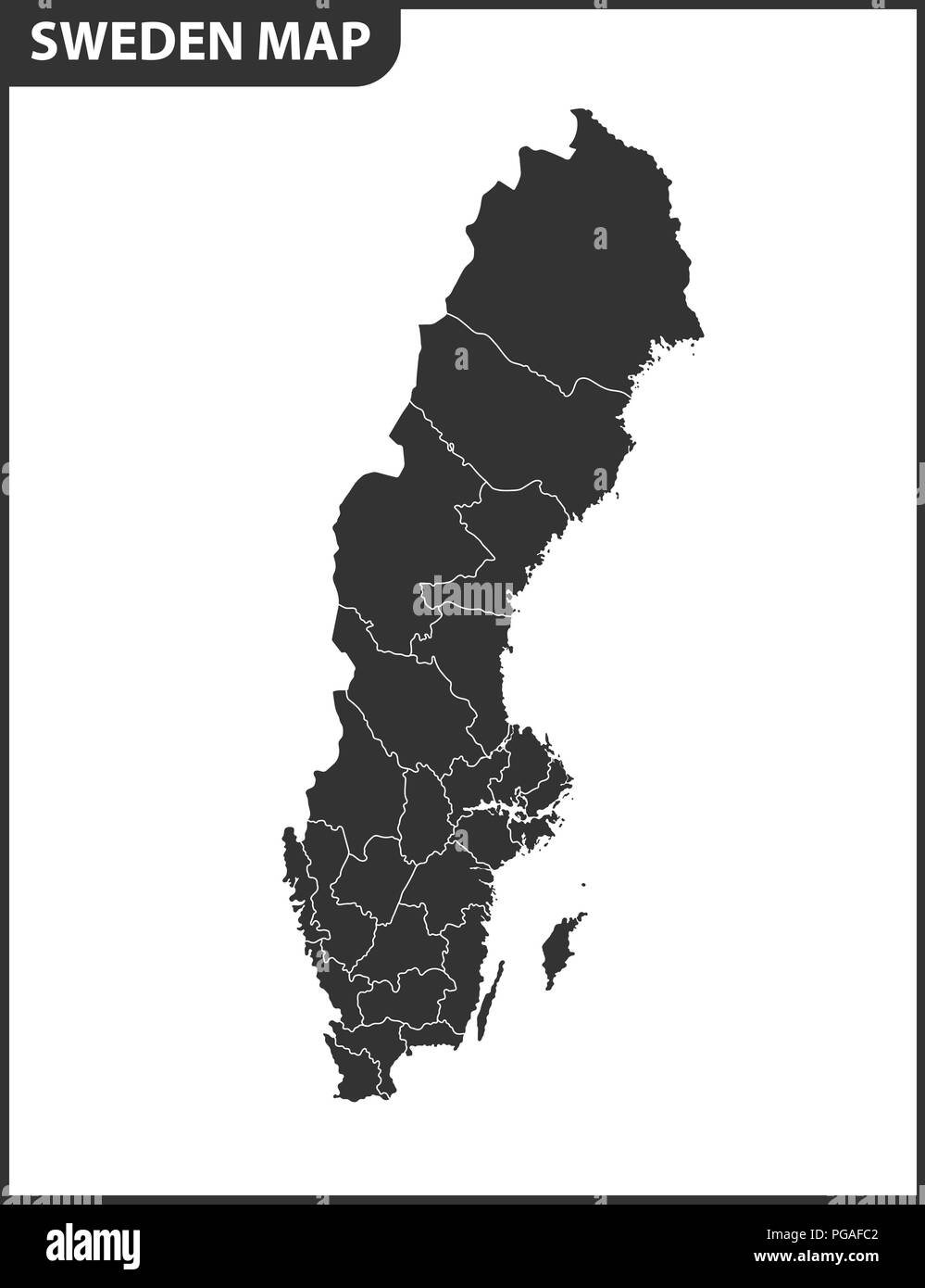 La mappa dettagliata della Svezia con le regioni o gli Stati membri. Divisione amministrativa. Illustrazione Vettoriale