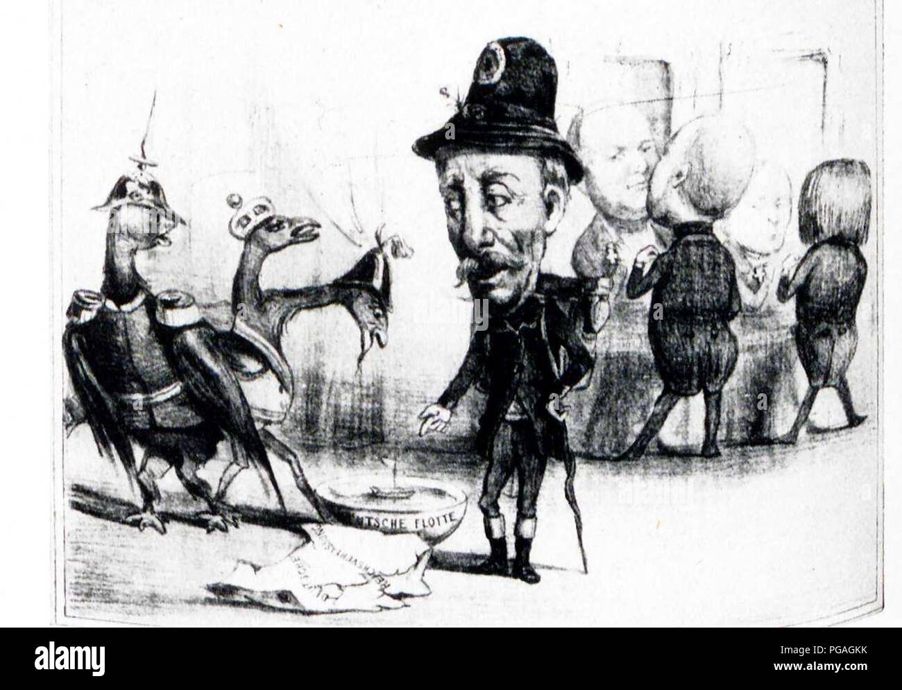 Auflösung der deutschen Flotte Karikatur Mephistopheles 1850. Foto Stock