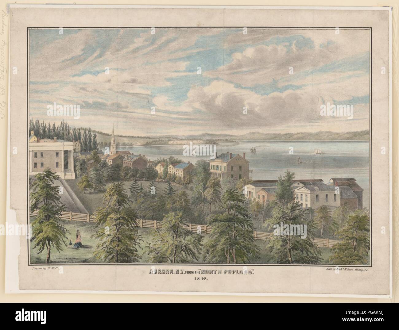 Aurora, N.Y. dal 'Nord pioppi' - disegnato da H.W.P. ; Lith. Di Richd. H. Pease, Albany, N.Y. Foto Stock