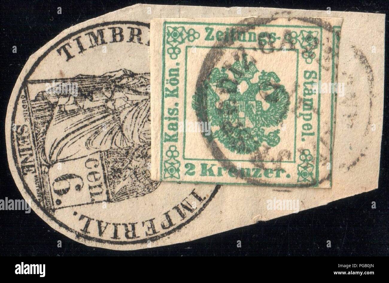 Austria 1853 Ib verde il sigillo di Milano. Foto Stock