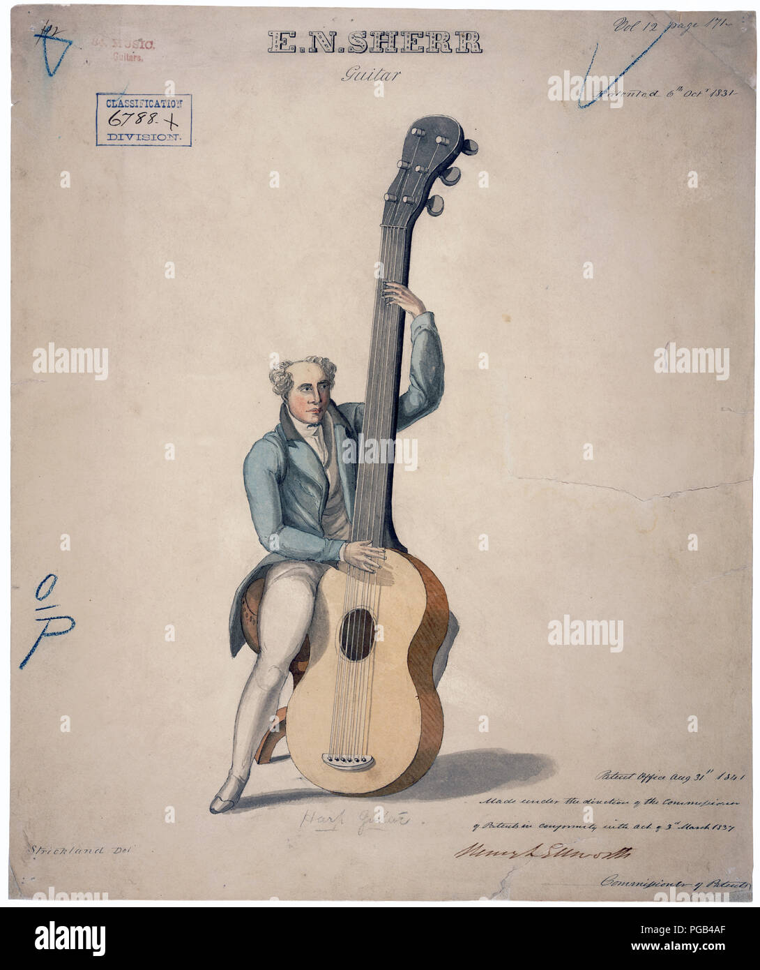 Il disegno originale di questo brevetto è stato distrutto da un incendio nel brevetto Ufficio nel 1836. La copertura data è il brevetto originale data. Questo disegno è un restauro creato nel 1837 o poco dopo. Foto Stock