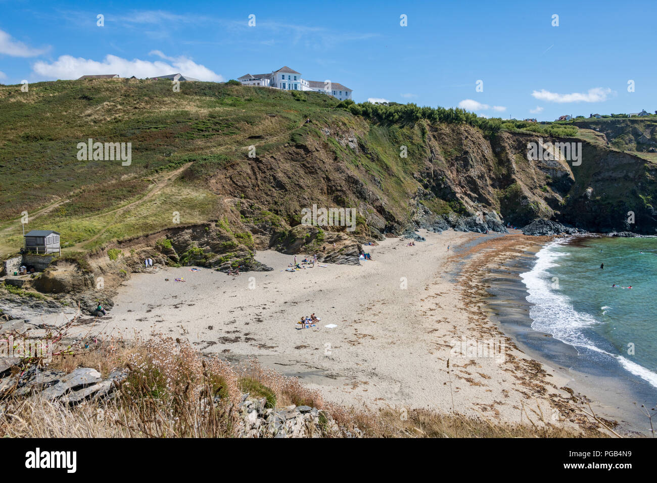 Polurrian Bay, penisola di Lizard, Cornwall Foto Stock