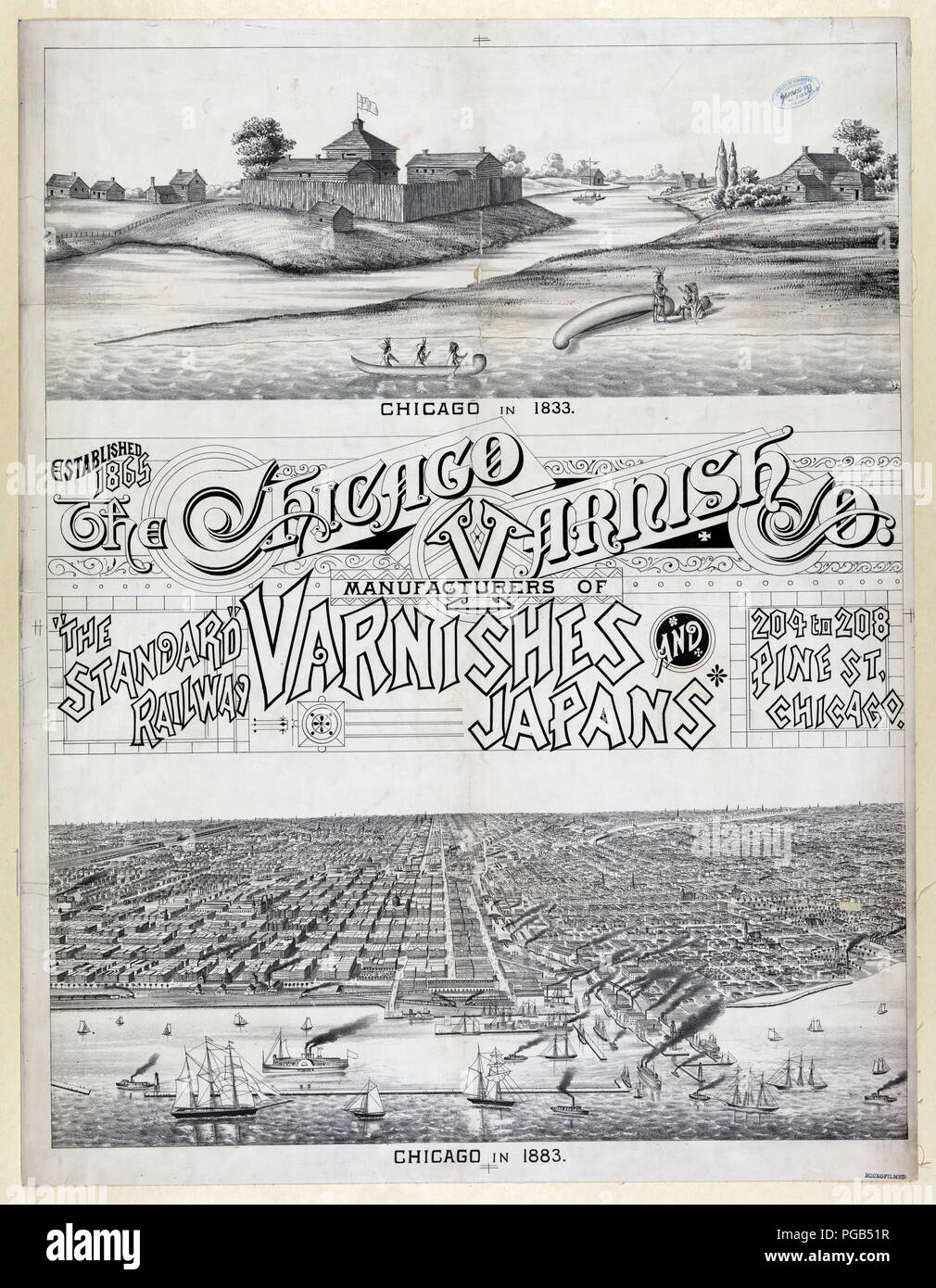 Chicago nel 1833. Chicago nel 1883 Foto Stock Chicago nel 1833. Chicago nel 1883 Foto Stock