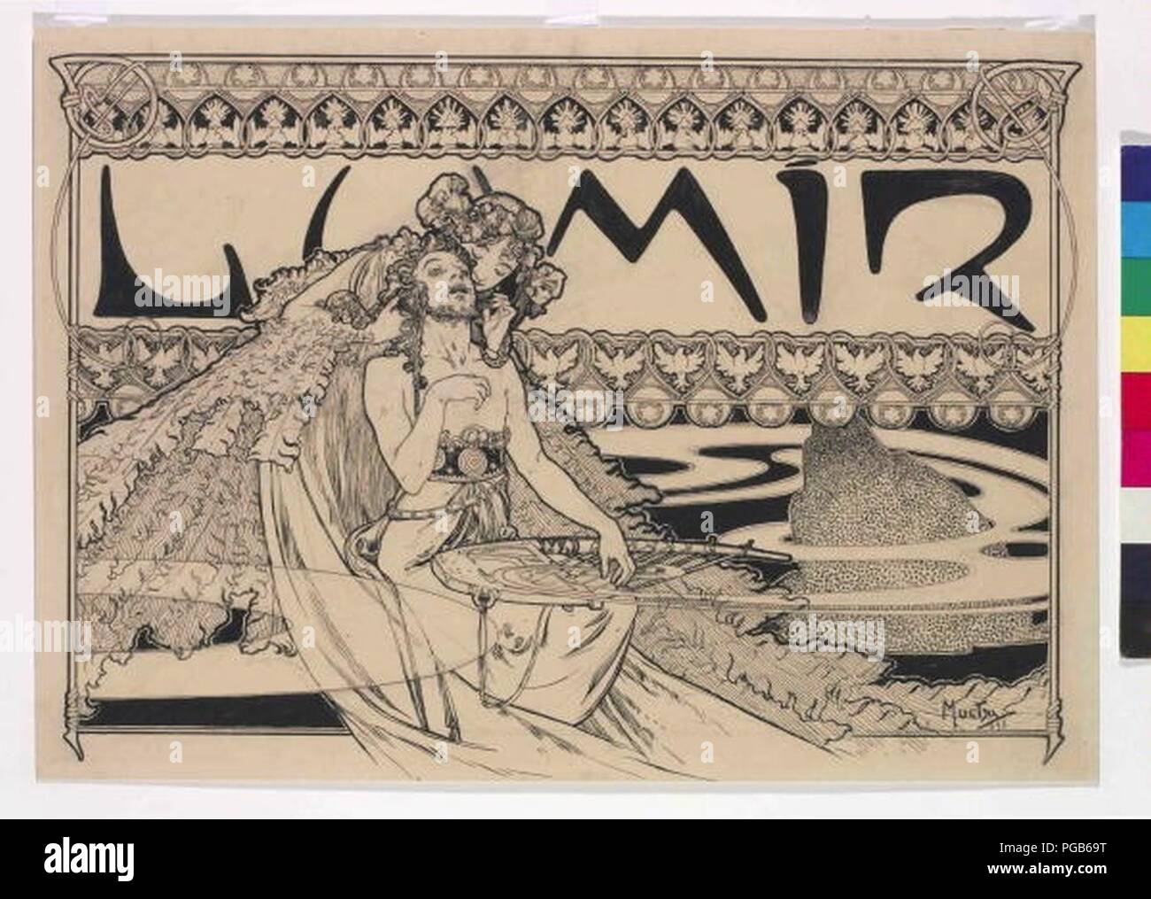 Autor Alfons Mucha 24.7.1860-14.7.1939 - Zahlavi casopisu Lumir. Foto Stock