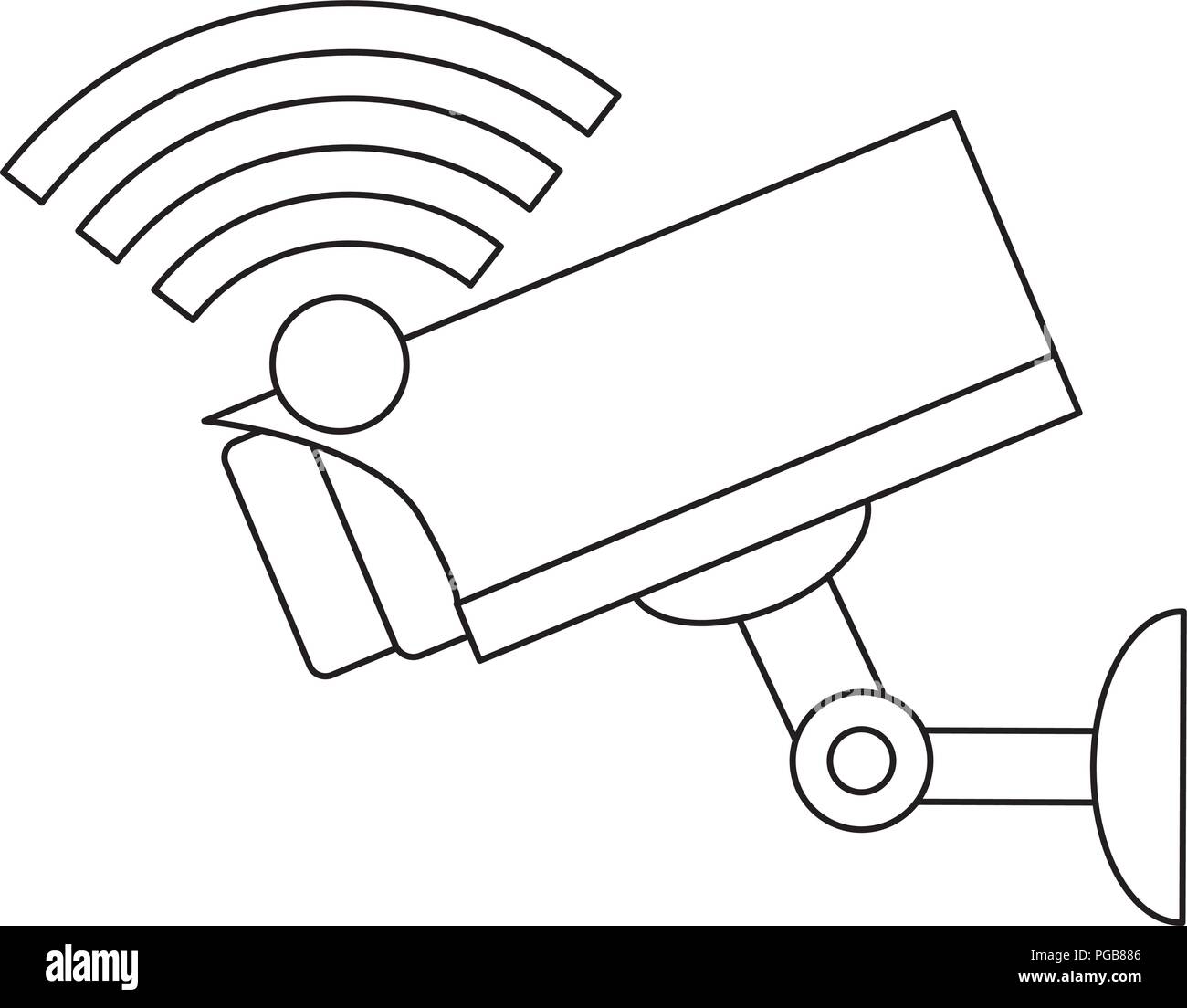 Simbolo di wifi e la sorveglianza sull'icona della telecamera su sfondo  bianco, illustrazione vettoriale Immagine e Vettoriale - Alamy
