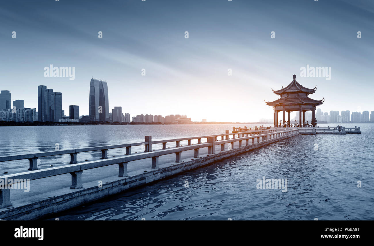 Il gate del orientare dal Lago Jinji a Suzhou,Cina. Foto Stock