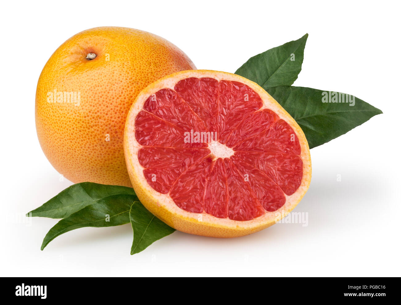 Pompelmo isolato su sfondo bianco con tracciato di ritaglio Foto Stock