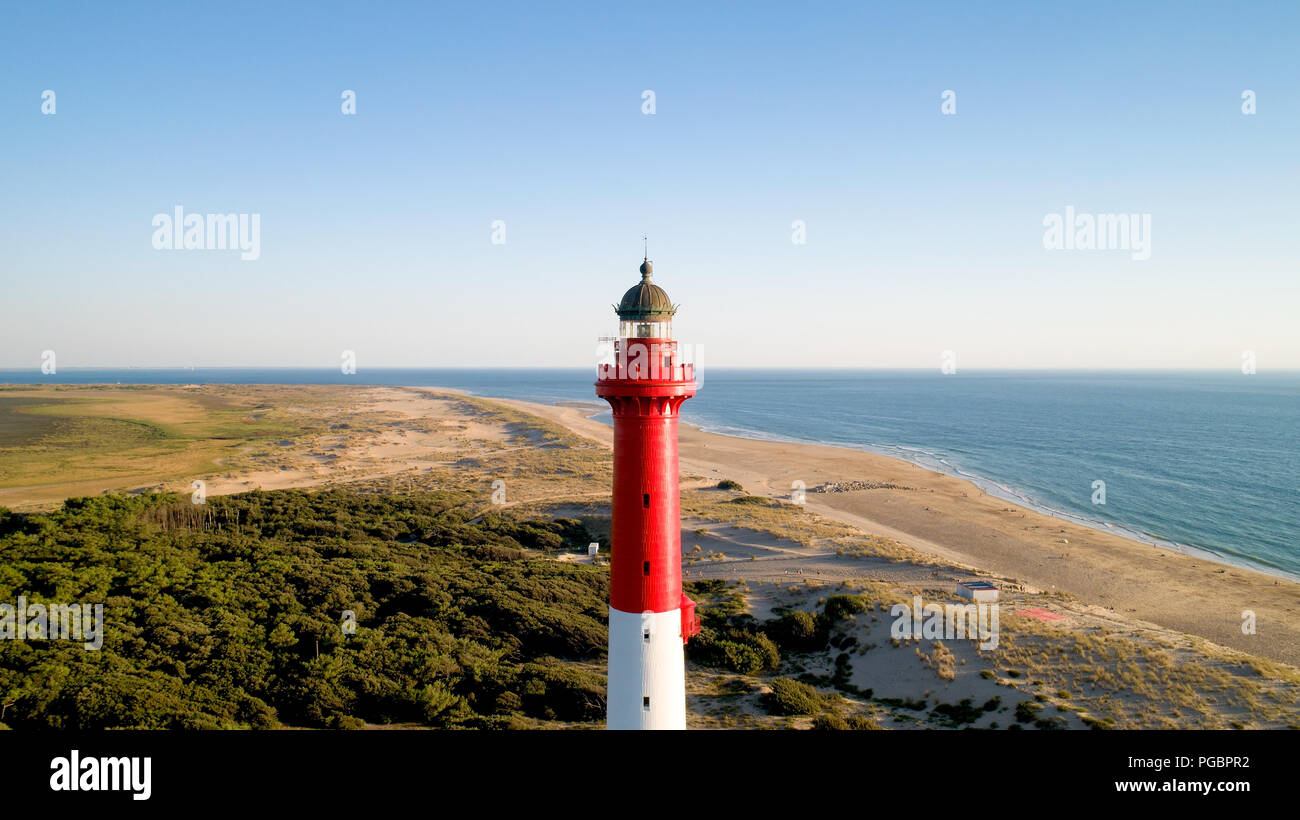 Foto aerea del faro La Coubre nel La Tremblade, Charente Maritime Foto Stock