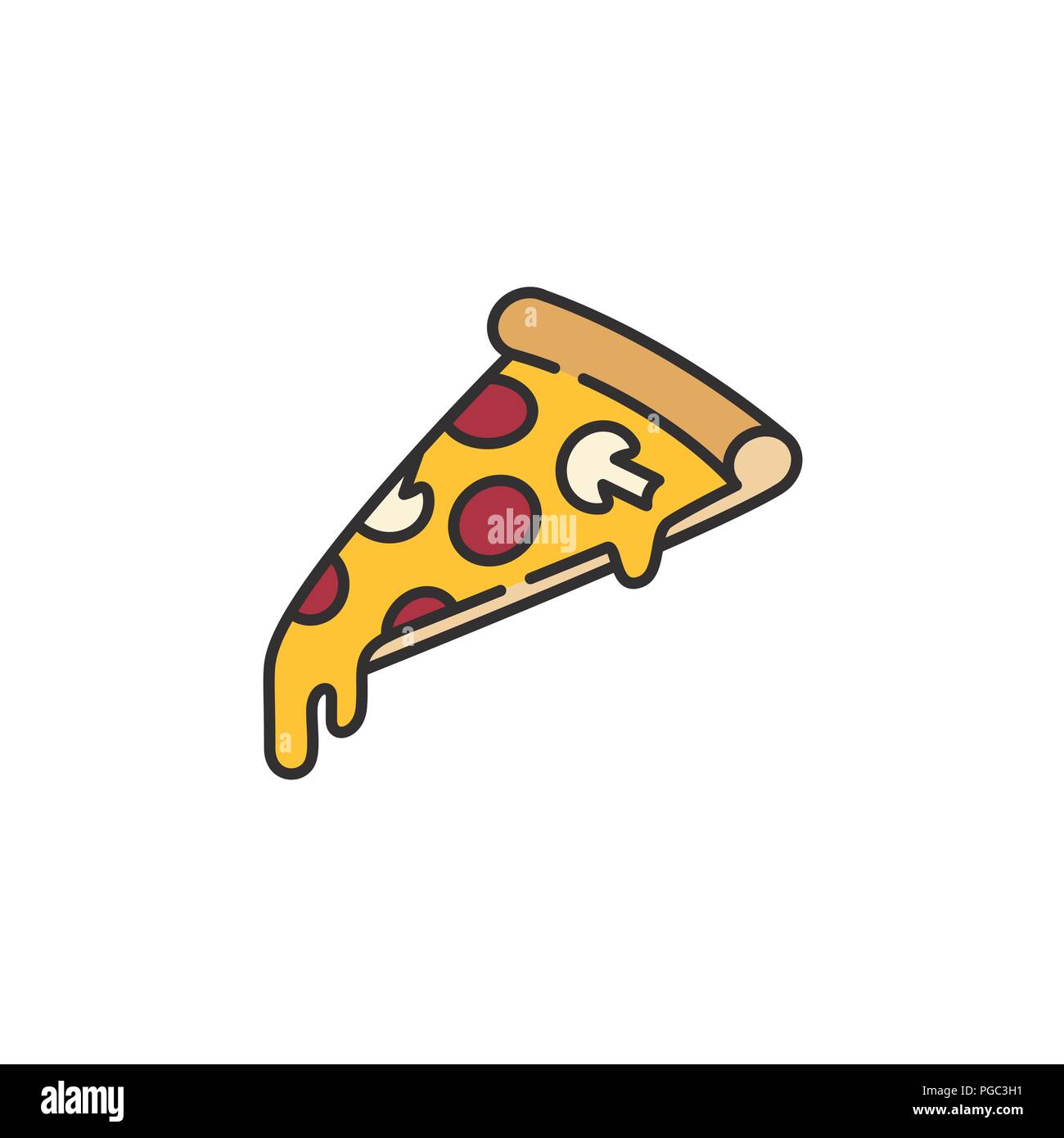 Trancio di pizza con formaggio di fusione isometrica lineare minima illustrazione vettoriale icona isolato su bianco Illustrazione Vettoriale