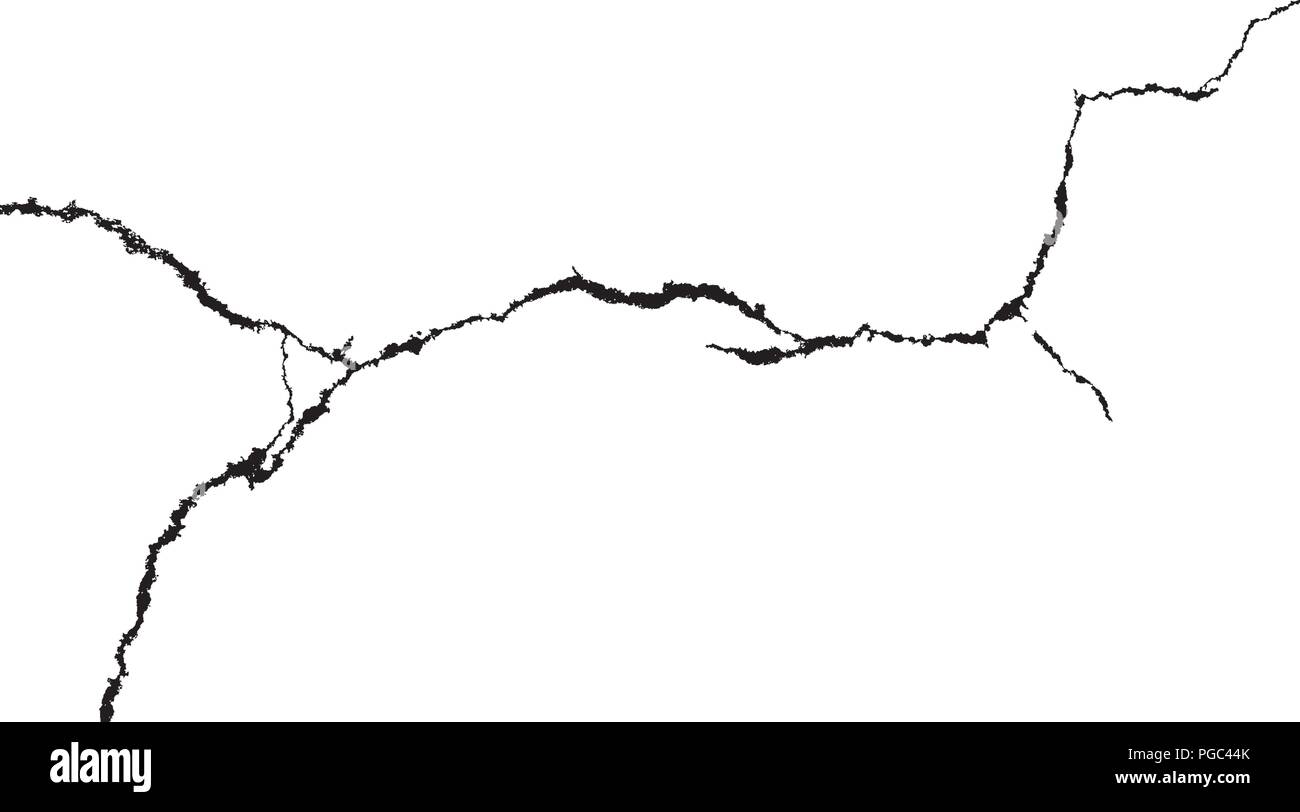 Vettore ramo nero grunge crack isolati su sfondo bianco Illustrazione Vettoriale