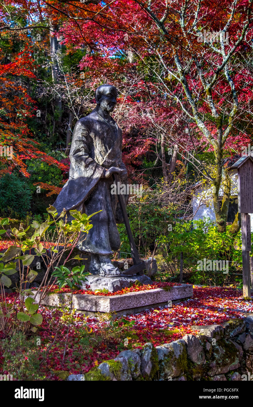 Bella cascata, autunno paesaggio intorno a Nison in (Nisonin) Tempio, Sagano Arashiyama area, Kyoto, Giappone Foto Stock