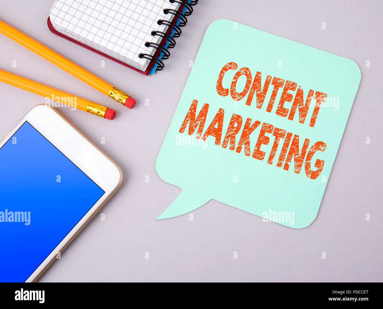 I contenuti di marketing. Business e social media Foto Stock