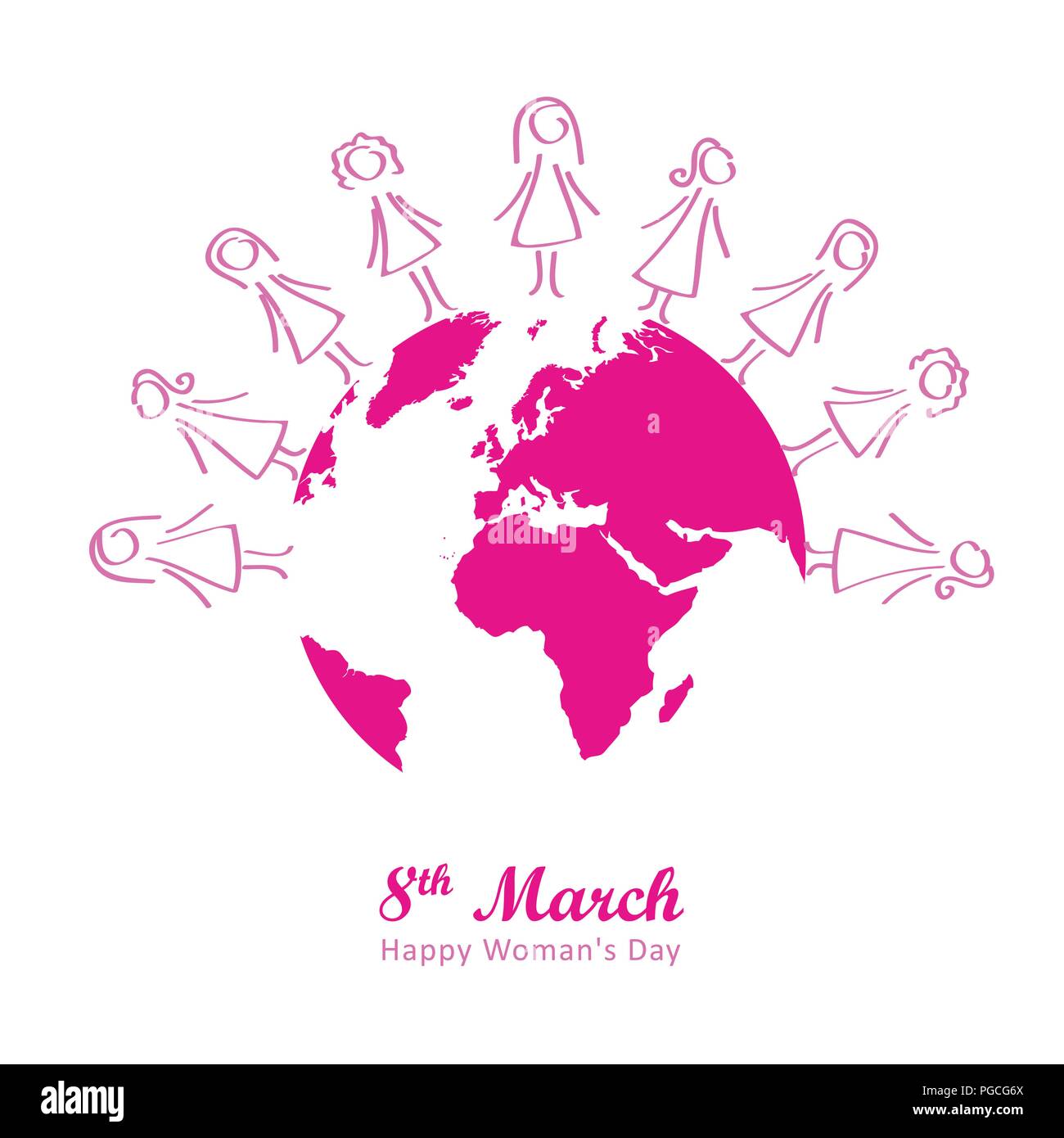 8 marzo internazionale womans giorno terra rosa illustartion vettoriale EPS10 Illustrazione Vettoriale